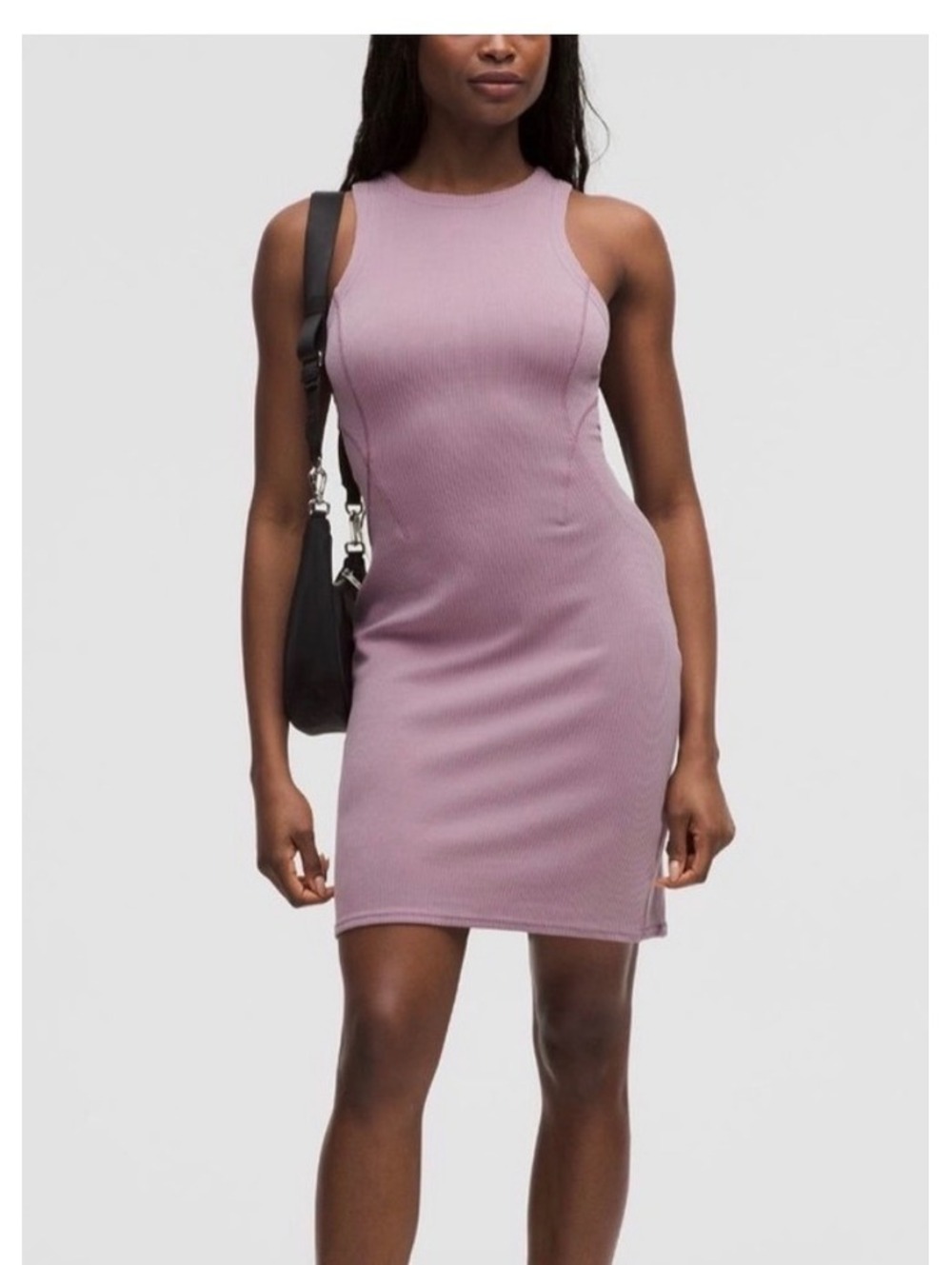 Lululemon Ribbed Softstreme Slim-Fit Tank Dress in Lavender Lux Sz 6